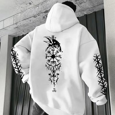 Sudadera con capucha de cuervo vikingo Tendencia 2025 Sudadera para hombre Otoño Invierno Diaria Casual Jogger Ropa exterior Deportiva Moda Superior Ropa de hombre