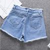 Summer Woman High Haist Jeans Shorts Rough-edges Denim Short Pants Schoolgirl Casual Pants Jeans