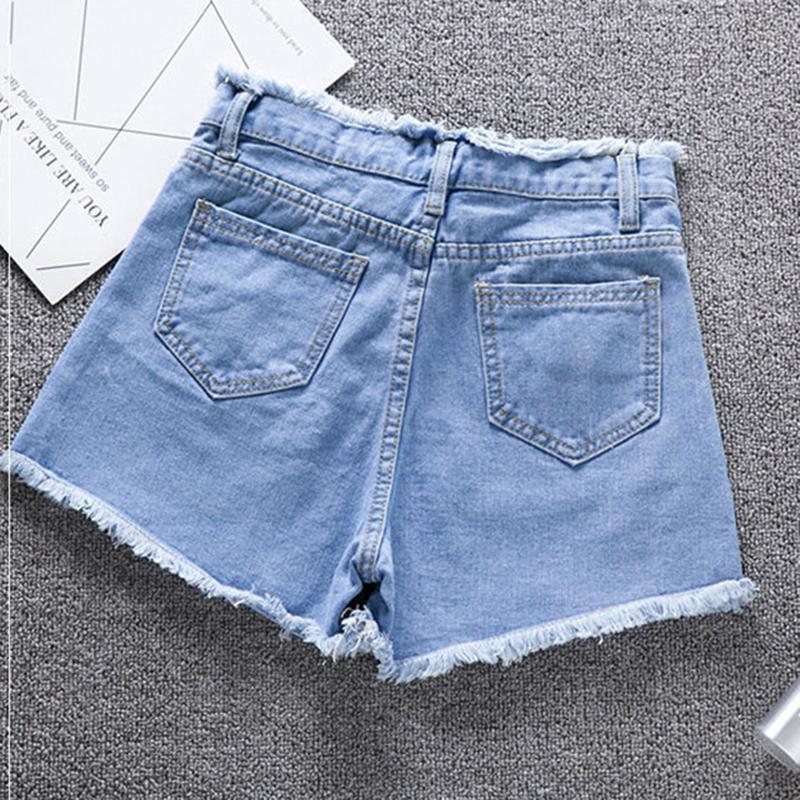 Summer Woman High Haist Jeans Shorts Rough-edges Denim Short Pants Schoolgirl Casual Pants Jeans
