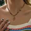 Women's Bohemian Choker Necklace Handmade Christmas Tree and Snowflake Pendant Necklace Colorful Beads Designs