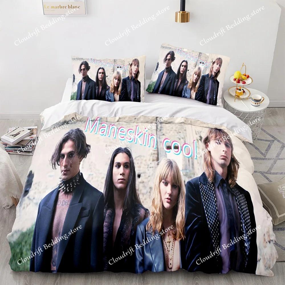 Maneskin Damiano David Bedding Set Pillowcase Rock Band Maneskin Quilt Cover Gift for Rock Band Enthusiasts