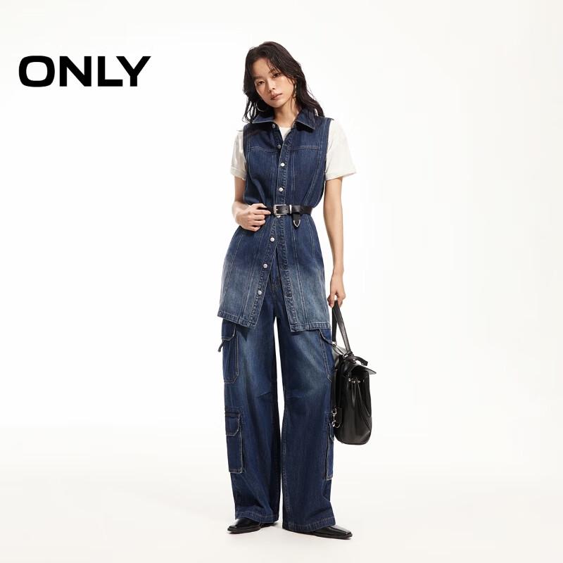 ONLY Women's Vintage Gradient Washed Sleeveless Denim Mini Dress