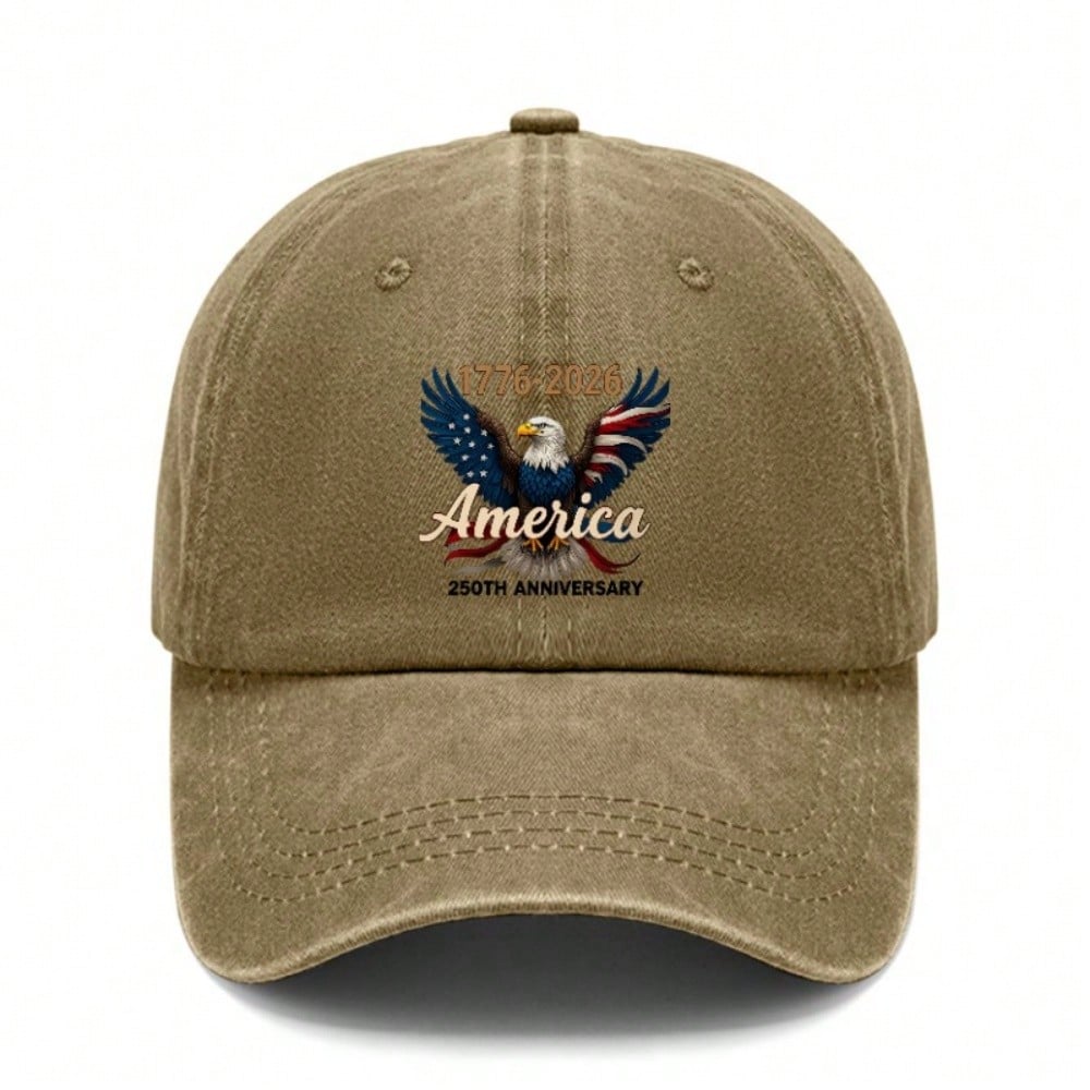 [Patriotic Baseball Cap] 250Th Anniversary AMERICA Eagle Print Polyester Adjustable Vintage Style Baseball Hat For July 4Th Independence Day Memorial