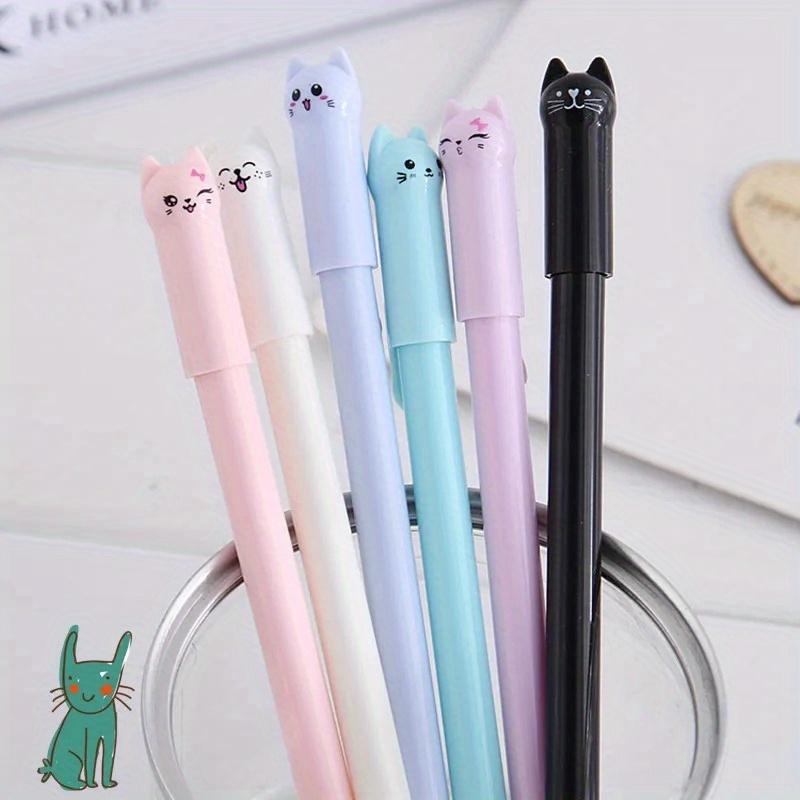 10Pcs Random Cute Cat Gel Pen Kawaii Neutral Pen 0.5mm Black Gel Ink Pens Office Supplies Gift