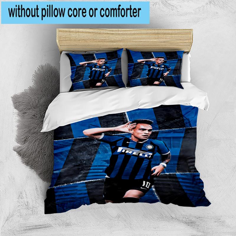 3PCS Inter Milan Star Lautaro Bedding Set,Including 1pc Duvet Cover And 2pcs Pillowcases Perfect for Bedroom, Dormitory, Fan Christmas Gift