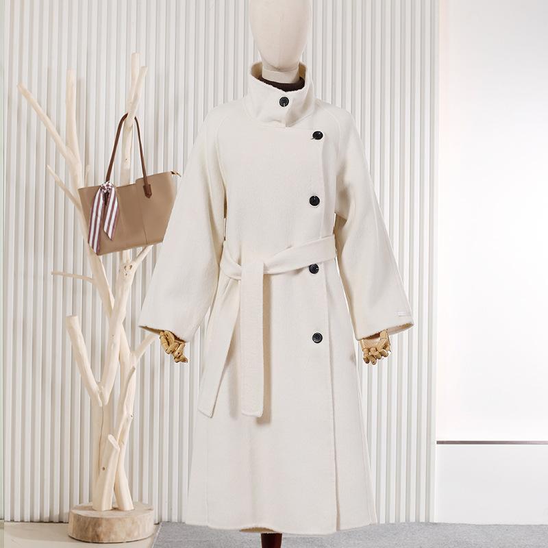 Loose Belt Long Wool Coat Double-sided Woolen Coat Thin Women Woolen Coat Women