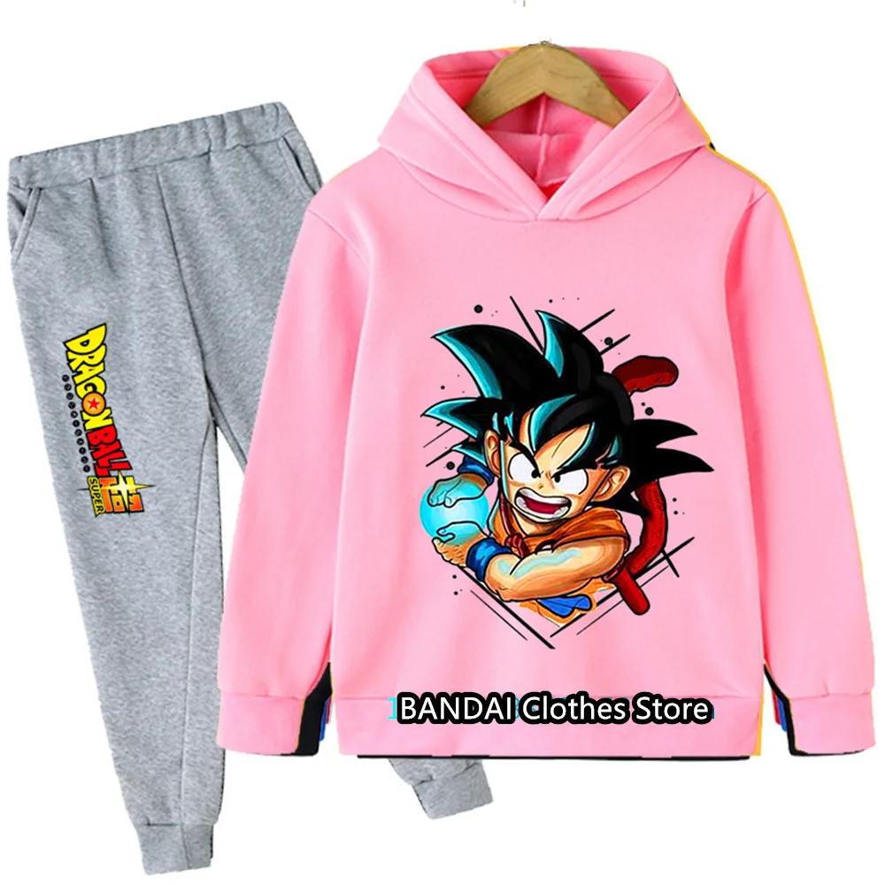 New 2025 Dragonball Hoodie Kids Spring Sportswear Boys and Girls Goku Sweatshirt Boys Clothes Girls Set Hoodie Pantsuit Children