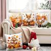 1Pc Autumn Animal Throw Pillow Covers Set, Fox Hedgehog & Pumpkin Design, Ideal Fall Festival Gift & Small Present