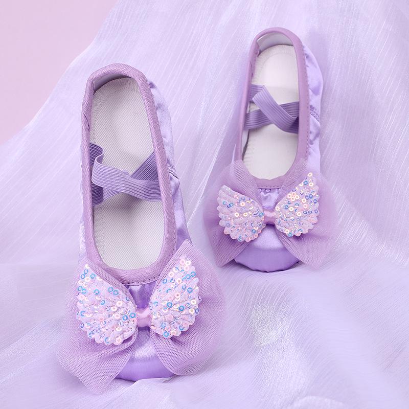 Children s Pink Ballet Dance Shoes - Girls  Chinese Classical Soft Sole Cat Claws for Toddlers 28 фиолетовый