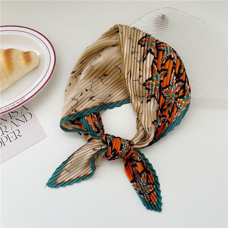 70cm Crumpled Scarf Kerchief Print Square Scarves Women DIY Hair Band Ribbon Headscarf Bandanas Headband Neck Wraps Neckerchief