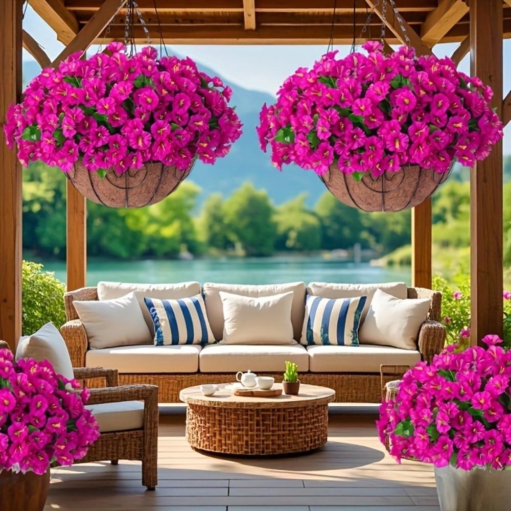 UV Resistant Artificial Morning Glory Flowers Plastic Simulation Silk Flower  Indoor Home Decor