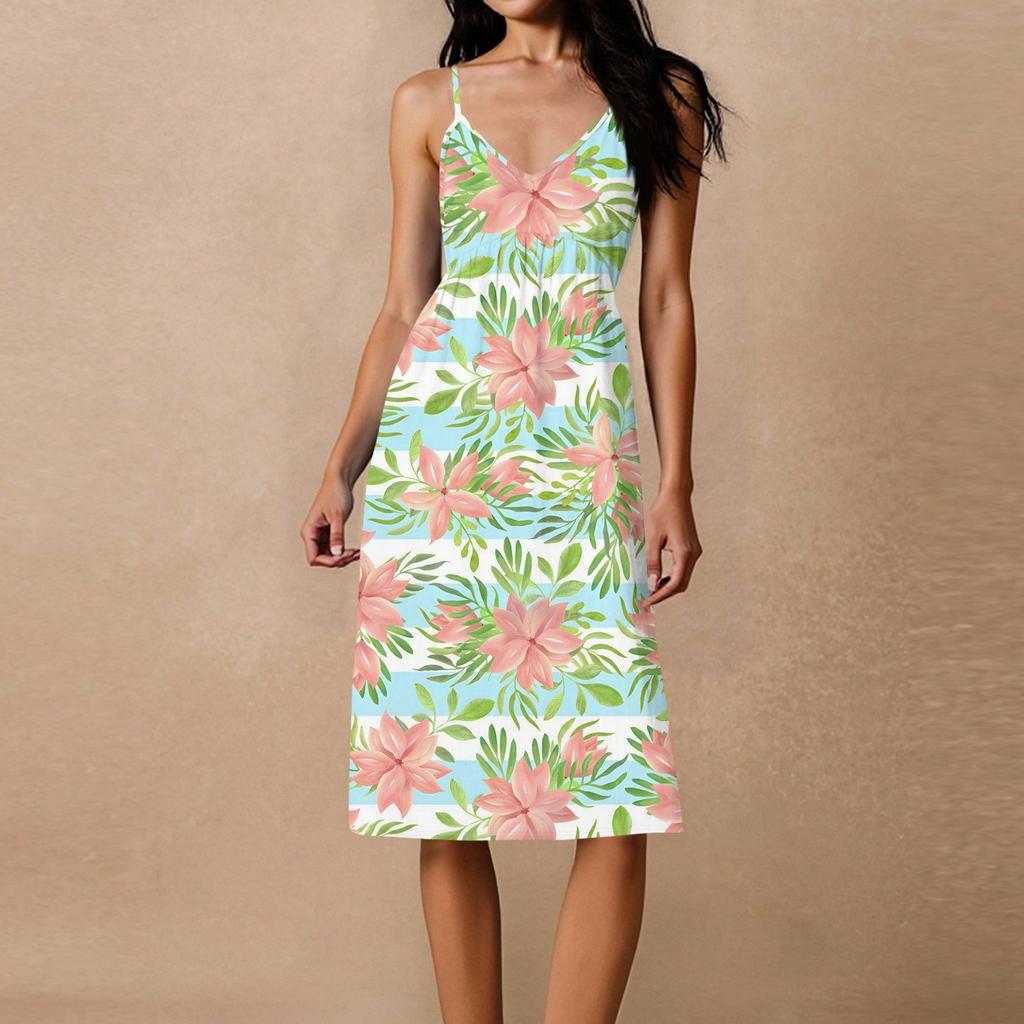 Dámské špagetové šaty bez zad s mašlí, volné, ležérní, plážové, prázdninové, letní šaty