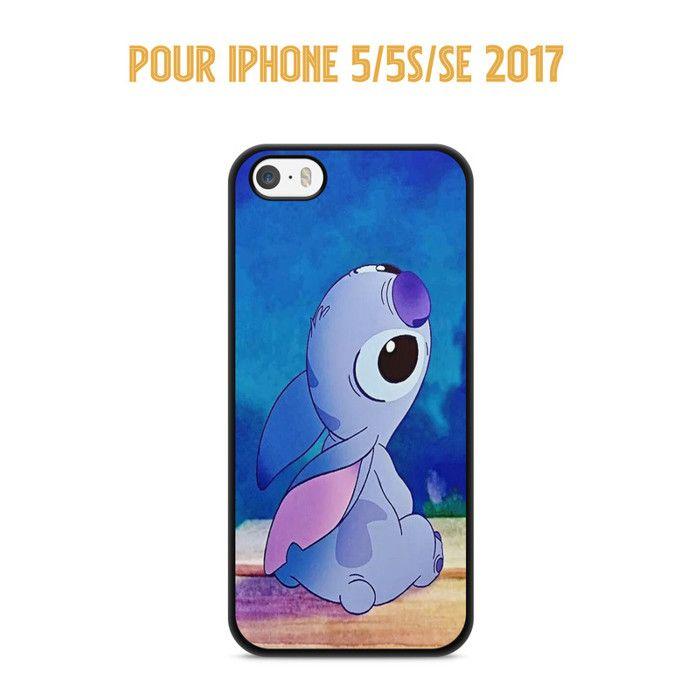 Cover per telefono - Cover Pazza - Compatibile Iphone 5 / 5s / SE 2017 Stitch Disney Lilo e Stitch Campanellino Rif 3452 nero