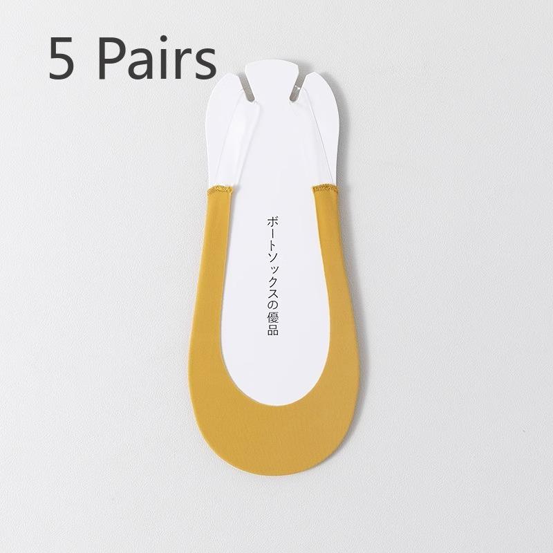 5 Pairs Harness Boat Socks Women's Socks Shallow Mouth Summer Thin Ice Silk Invisible Socks