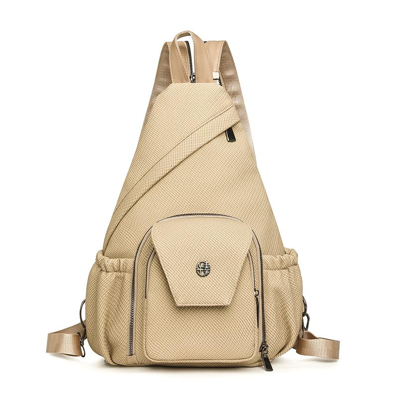 

Lightweight Solid Nyl Trendy Sling Bags 2026 Sweet Backpack for Women with Multi-Pockets Casual Versatile Chest Bag бежевый