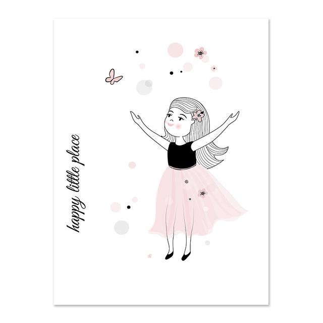 Pink Baby Girl Room Decor Nordic Kids Poster For Children Nursery Wall Art Cartoon Kite Pictures Posters Prints Canvas Painting
