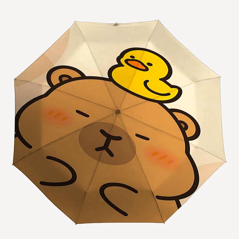 Capybara Themed Travel Umbrella-8 Ribs Automatic Opening and Closing, Portable Folding Design, Compact and Stylish Umbrella Suitable for Out