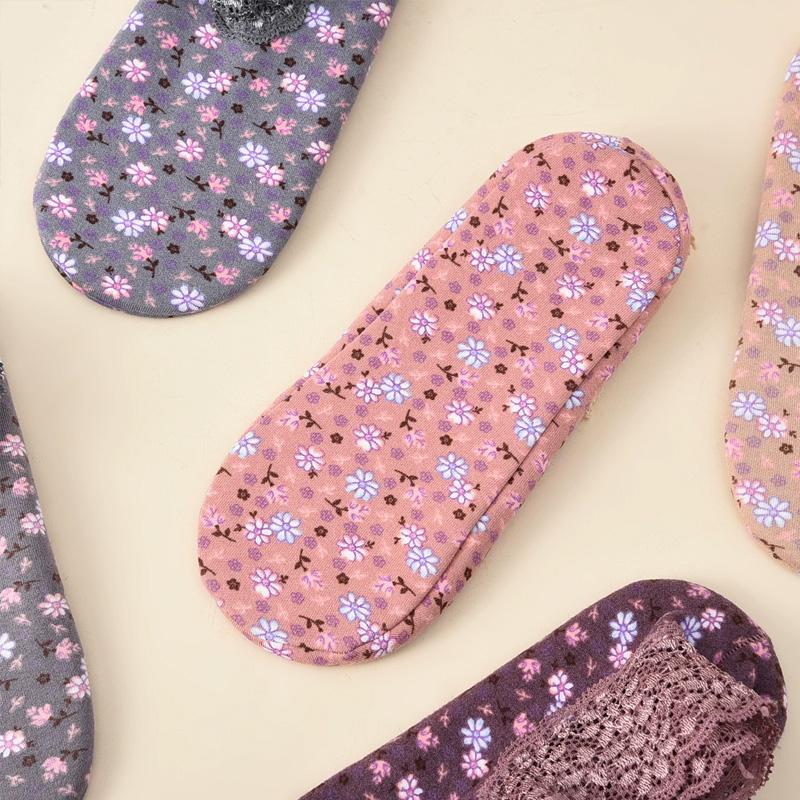 1 Pair Velvet Women Thermal Socks Autumn Winter Low Tube Warm Anti-slip Lace Trim Floor Socks