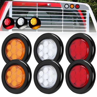 Fanale posteriore rotondo da 12 V da 2 pollici, 7 luci di posizione laterali a LED, lampada di segnalazione a montaggio a filo per auto, camion, rimorchio, trattore, pick-up, ATV, autobus, camion