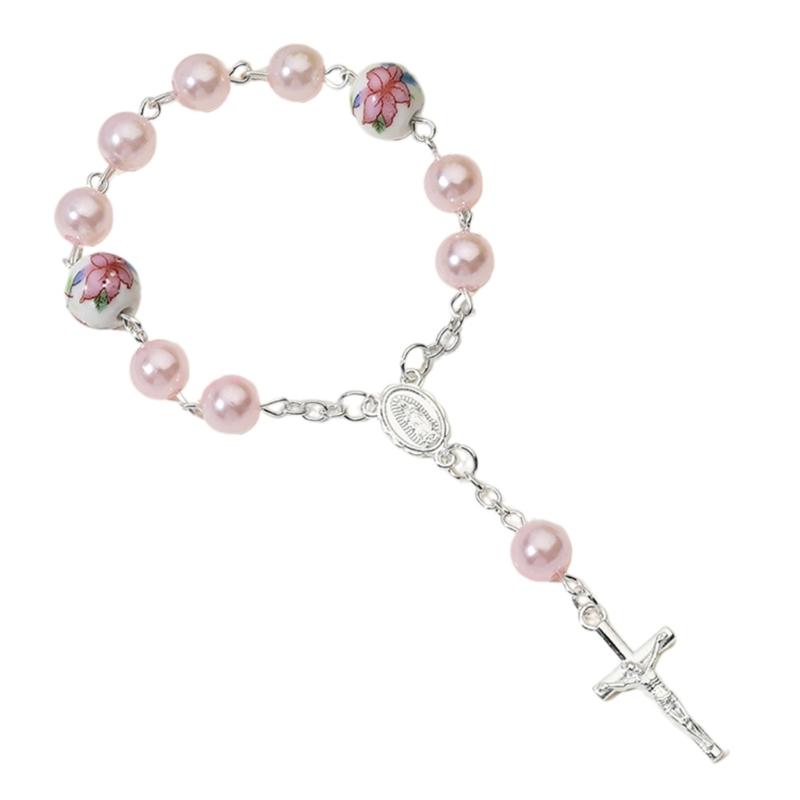 Elegant Crucifix Charm Bracelet Religious Symbol Jewelry Alloy Design Wristband For Daily Wear Secure Lock Clasp