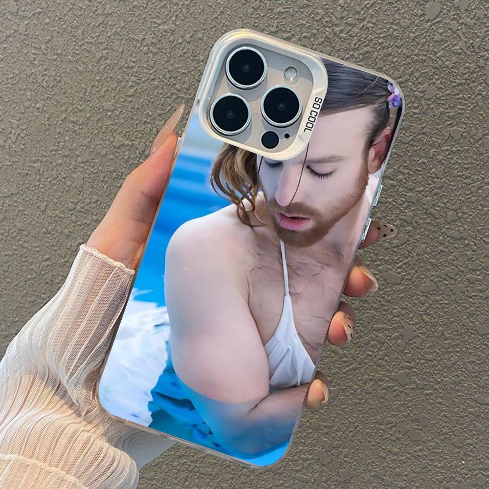 Spoof Bearded Man Loli Outfit Phone Case For iPhone 17 16 15 14 13 12 11 XS XR X Pro Max Plus Colored Silver Plated Cover