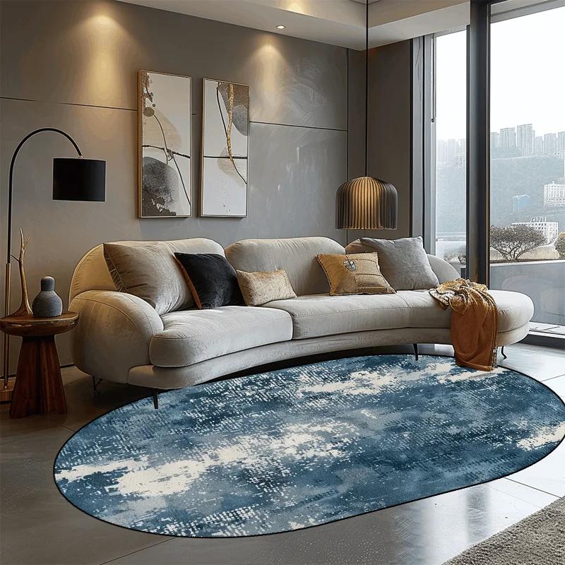 

Ковер абстрактный овальный в скандинавском стиле для гостиной, легкая роскошь, украшение дома, напольный коврик у дивана, мягкий моющийся ковер для спальни 60*90cm