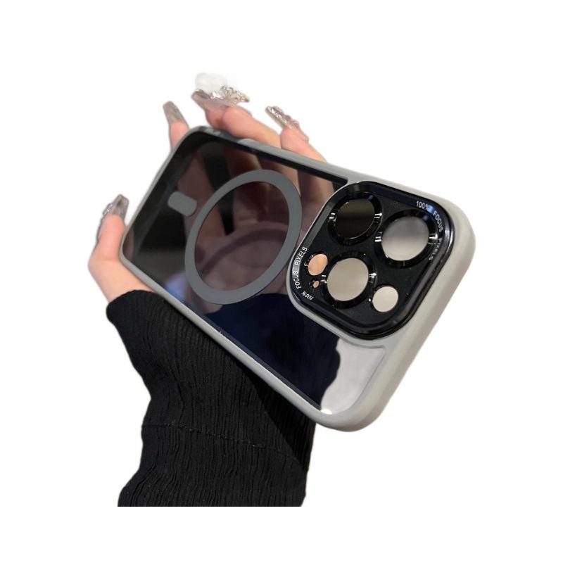 iPhone 16 Magnetic Transparent Case with Apple 15 Pro Metal Lens Film Protection