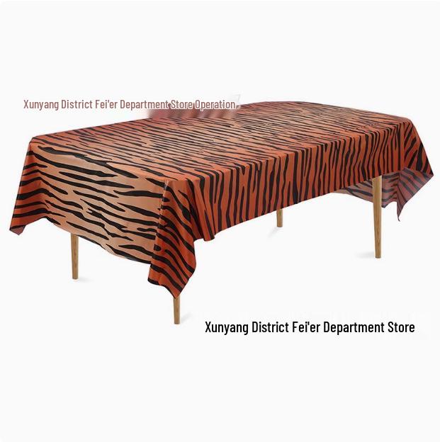 Leopard and Zebra Print Tablecloth for Birthday Party Decoration (137x274 Cm)