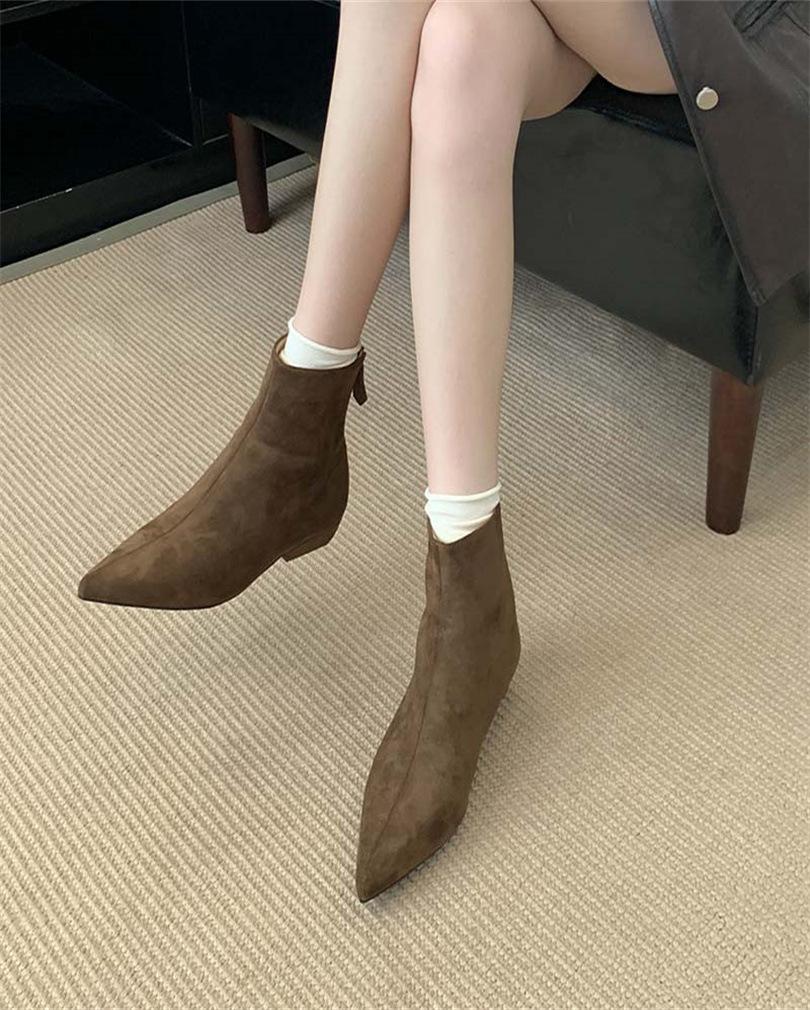 

French pointed trouser boots two wear women s boots 2025 autumn and winter new short boots inner fashion boots 40 светло-коричневого