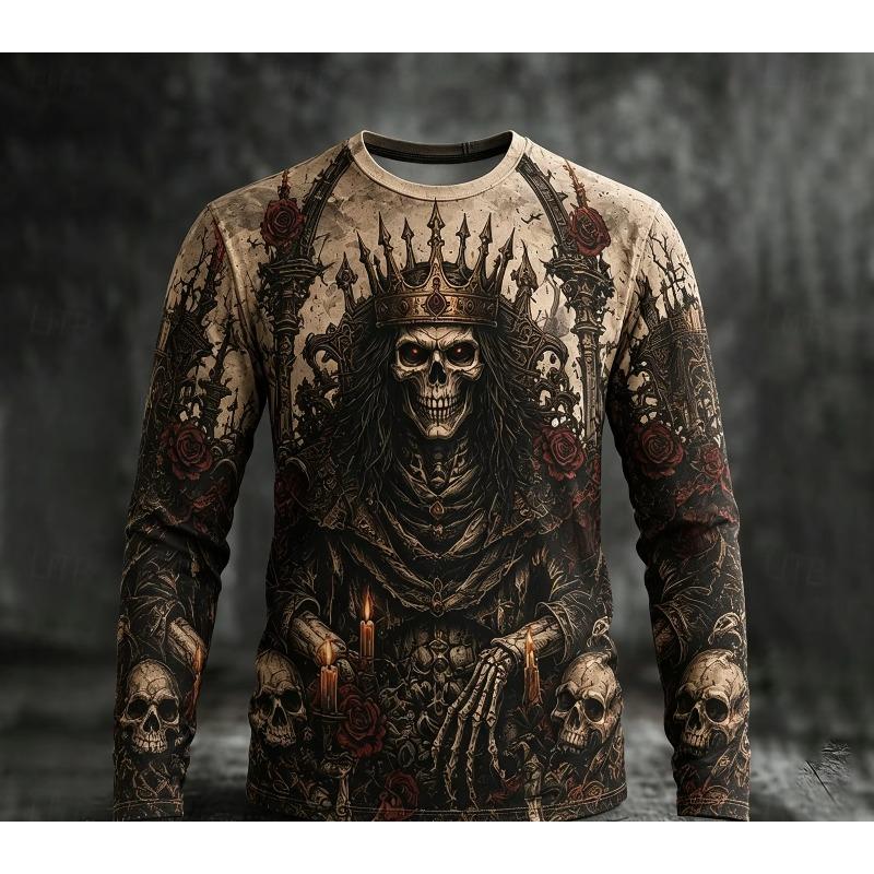 Summer Men's 3D Printed Crew Neck Long Sleeve T-Shirt