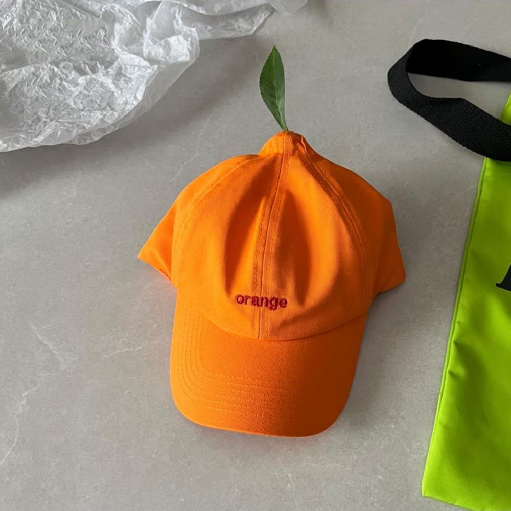 Peaked Orange Baseball Cap Sunscreen Creative Orange Cap Simple Embroidered Letter Hat  Girl