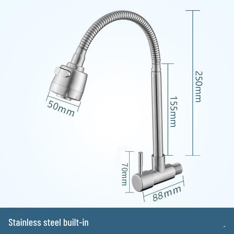 

TLXT Wall-Mounted Single Cold Stainless Steel Kitchen Faucet