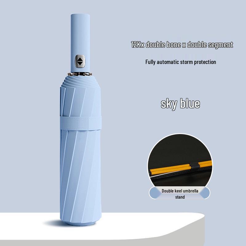 Automatic 60-Rib Folding Umbrella with UV Sun Protection