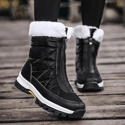 Botas de Nieve de Algodón Transfronterizas para Mujer: Nueva Moda Casual, Forrado de Terciopelo, Cálido y Grueso, Talla Grande.