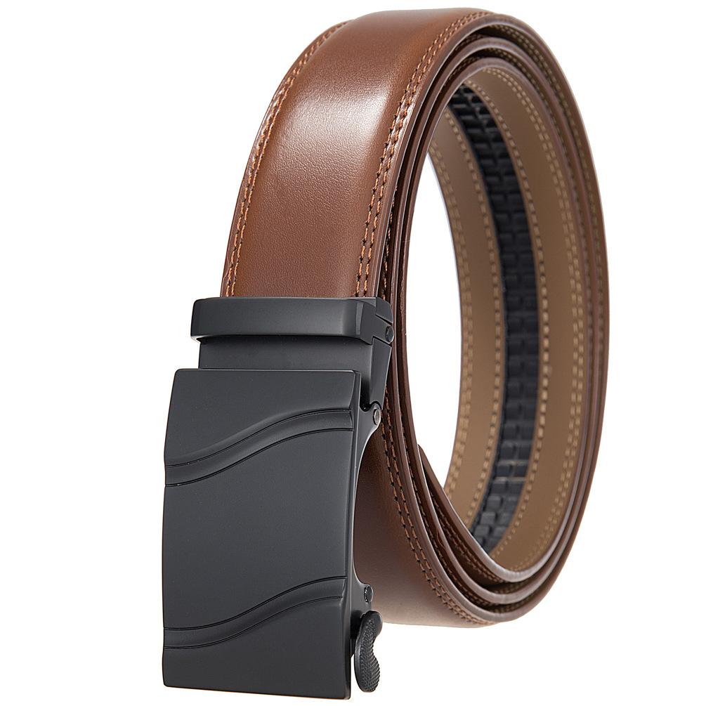 1Pcs Fashion Automatic Buckle Belt, Korean Version Of Men'S Belt, Two-Layer Cowhide Ly36-31703-1