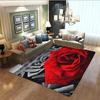 Carpet for Living Room Romantic Black White Red Rose Flower Painting Area Rug Abstract Non-Slip Bedside Floor Mats Home Decor