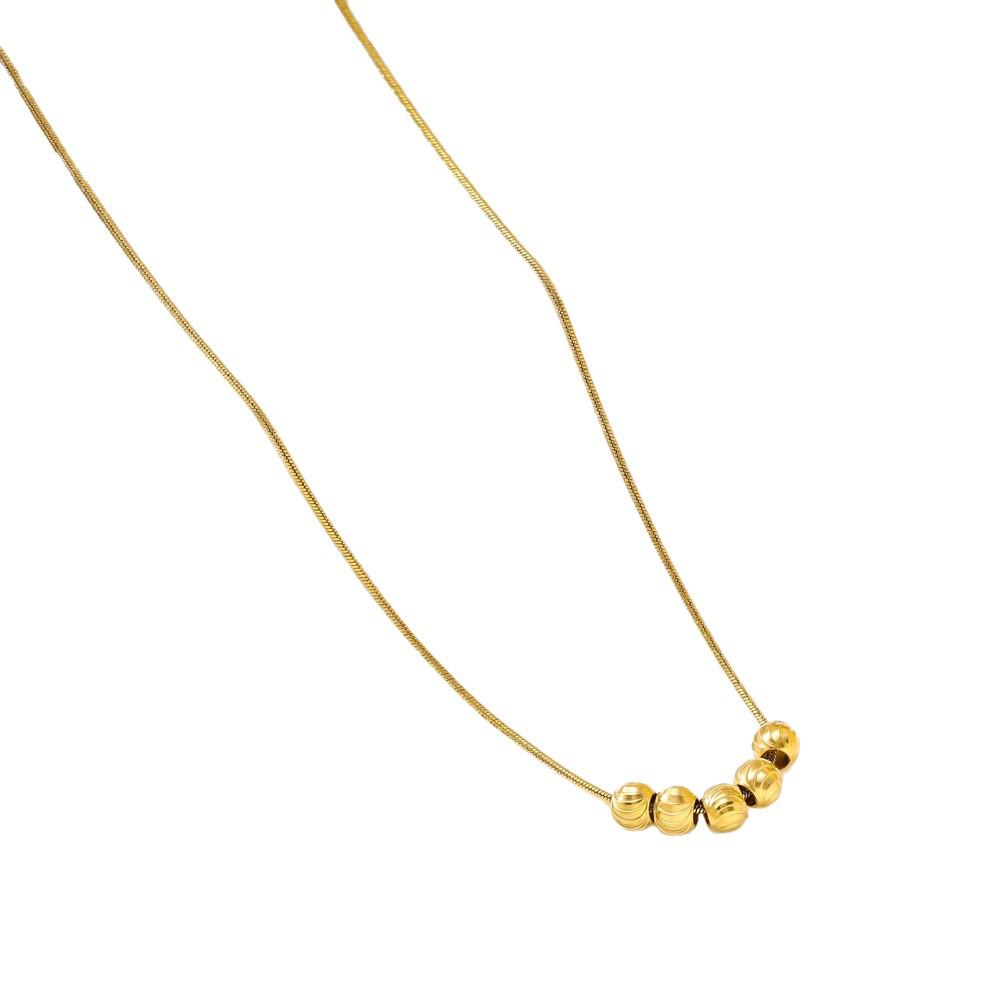 Douyin Celebrity Lucky Five Blessings Necklace: Gold-Plated Bead Pendant in Carved Titanium Steel.