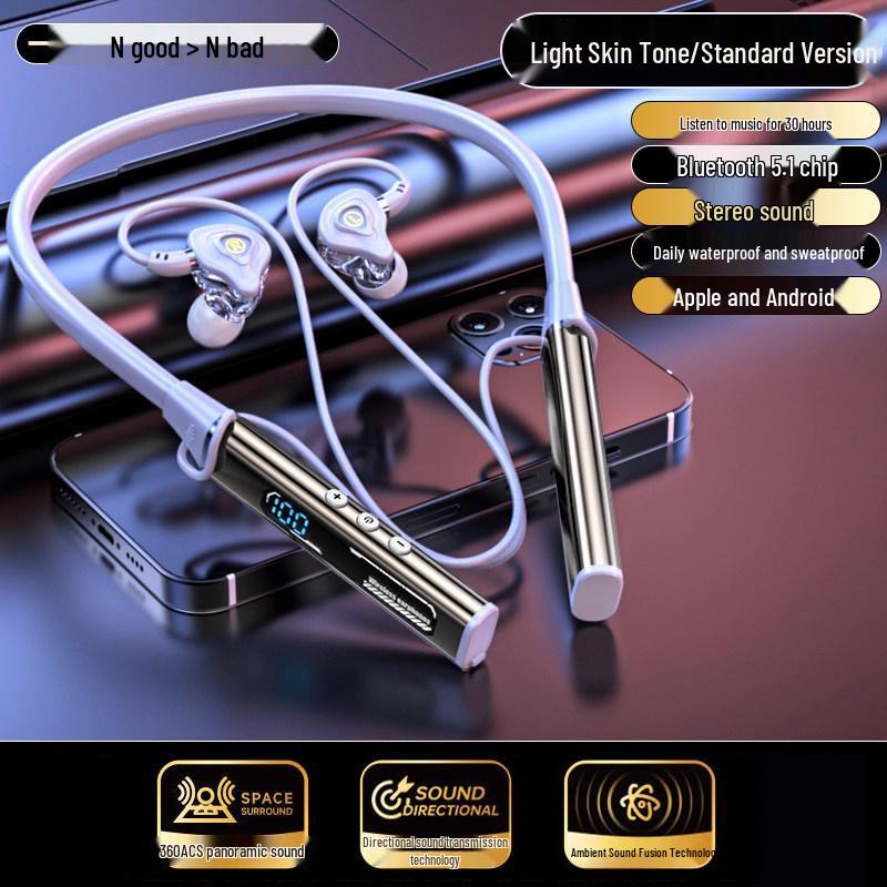 2025 Bluetooth Neckband Headphones: Wireless, Long Battery, Sport, In-Ear, Metallic Sound