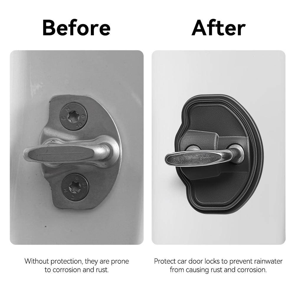 4pcs For Tesla Model 3/Y Highland Juniper Easy To Assemble Silicone Car Door Lock Covers Protective Decoration Case Accessories