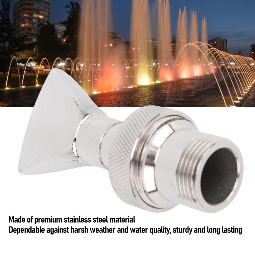 Fan Shaped Fountain Nozzle Stainless Steel 3/4 Inch 1/2 Inch Universal Flat Fountain Pond Water Nozzle Sprinkler for Garden Pool Landscaping