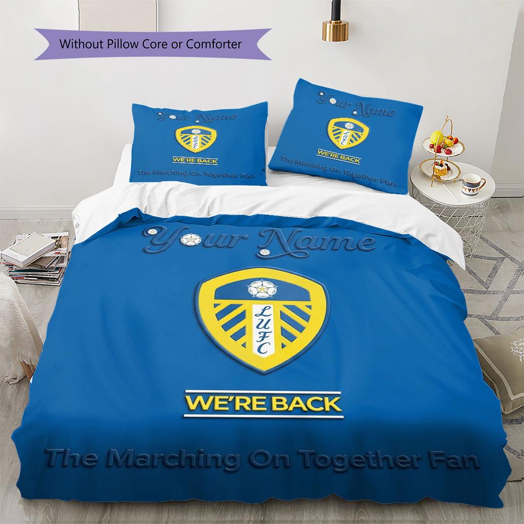Leeds United Custom Name Pattern Bedding,Quilt Set Quilt Cover Pillowcase Home Birthday Gift(1 * duvet cover + 2 * pillowcase, without core)
