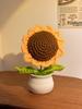 Sunflower Hand-Knitted Woolen Yarn Bouquet - Small Decorative Gift for Home