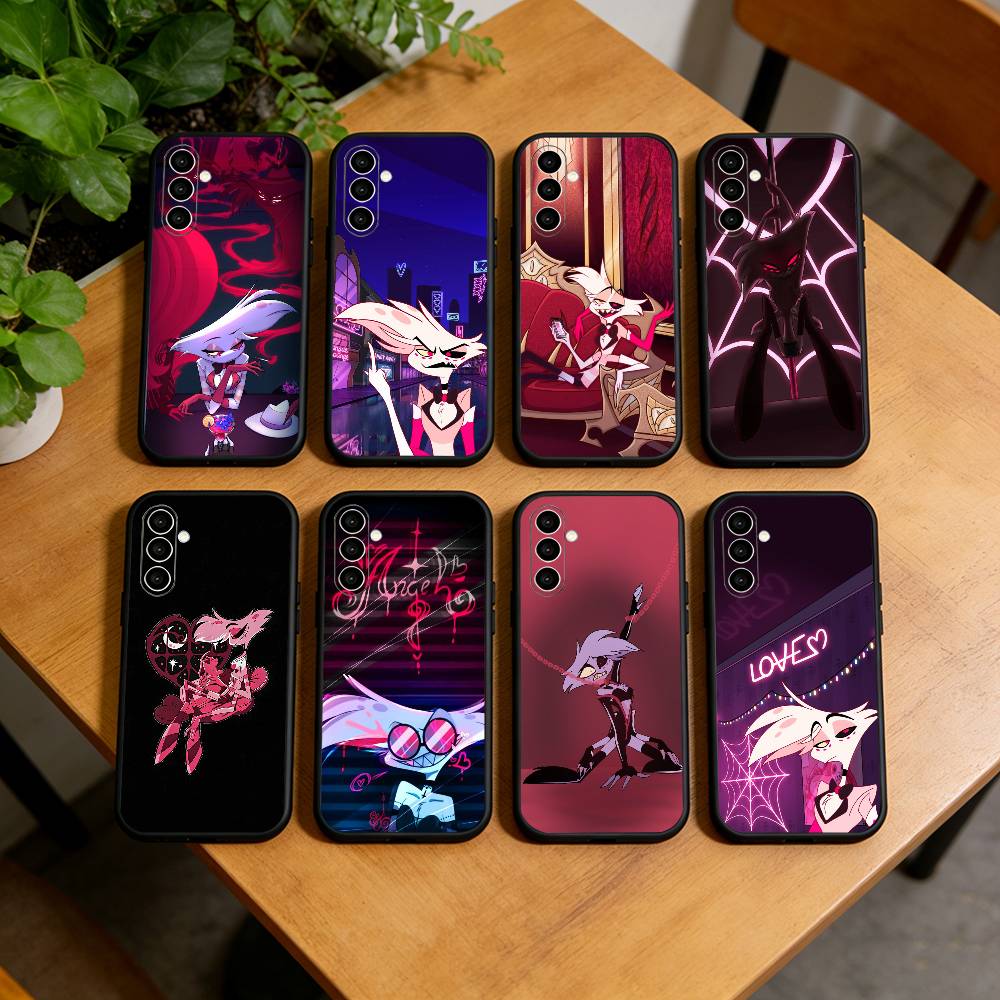 H-hazbin Hotel Angel Dust Phone Case Black Silicone Soft For Samsung Galaxy A73,A72,A71,A70,A53,A52,A51