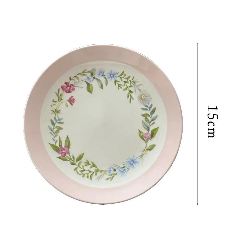 

Керамические тарелки с цветами во французском стиле, розовые, в стиле ретро, для десерта, небольшого торта, столовая тарелка, для домашнего чаепития, изысканная столовая посуда