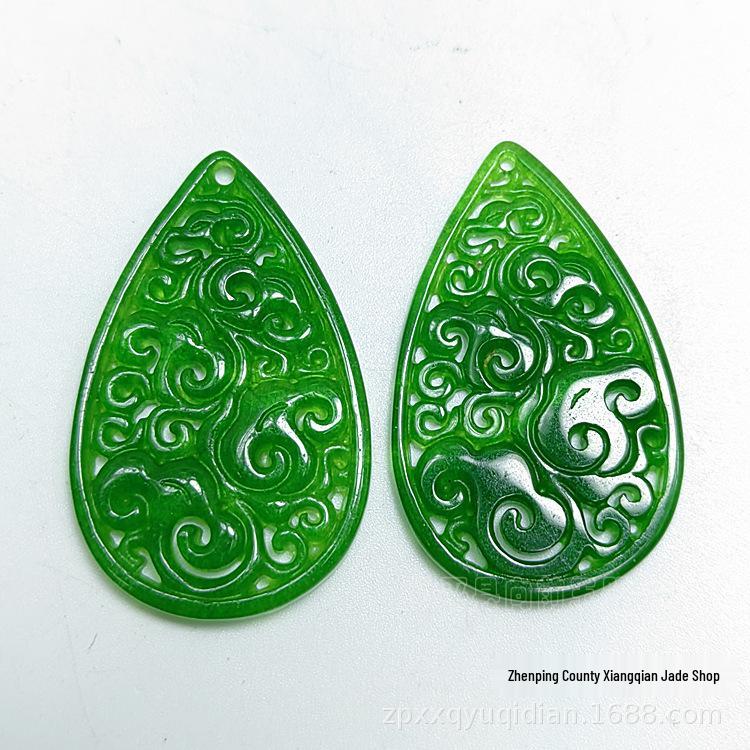 Medium Malay Jade Water Drop Ruyi Pendant for DIY Jewelry Earrings