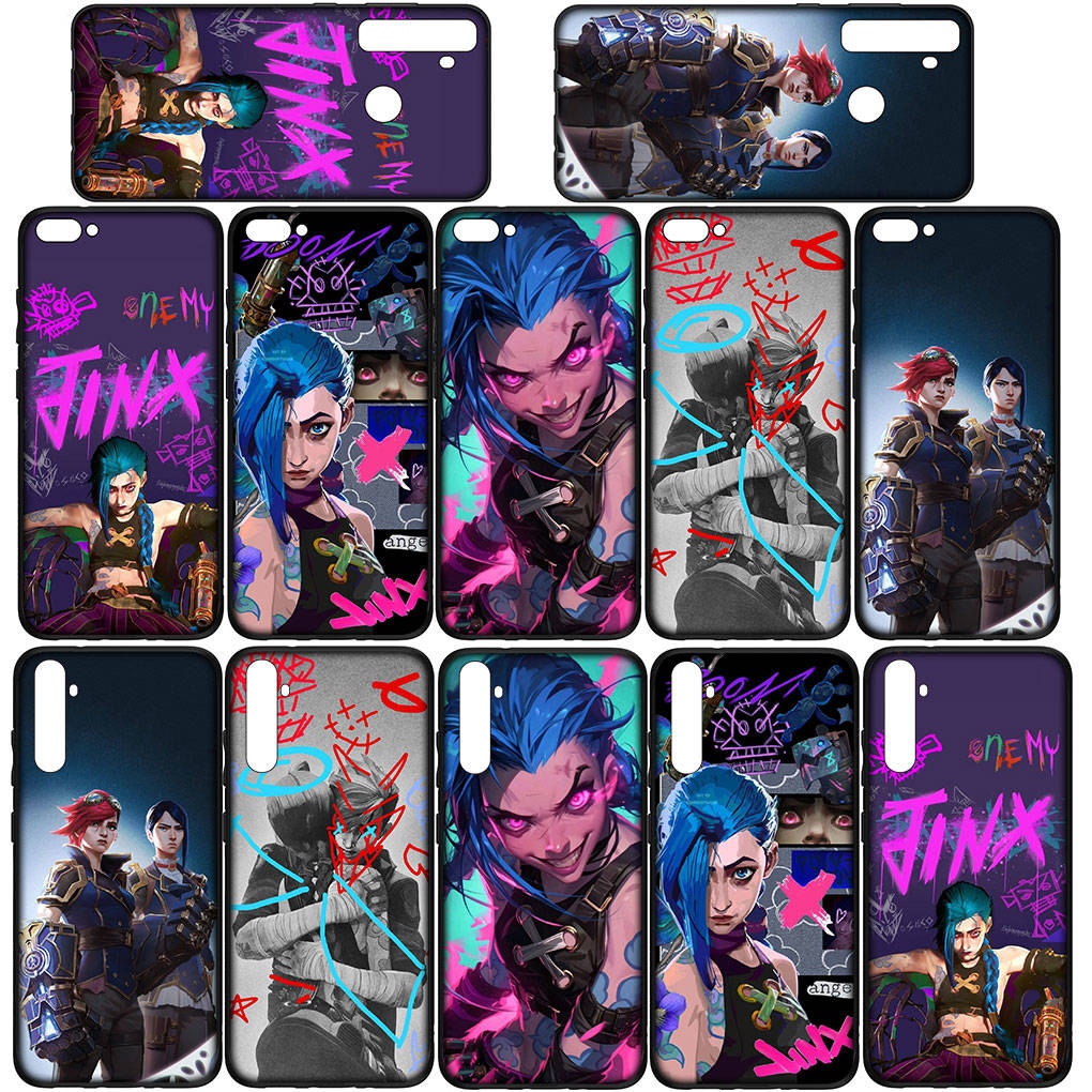 for iPhone 16 15 Xiaomi Redmi Note 13 12 11 Pro Max X 9 14 Plus XR Samsung Galaxy A15 S24 S23 Huawei OPPO Cover Anime Arcanes Game Jinx Vi Phone Case