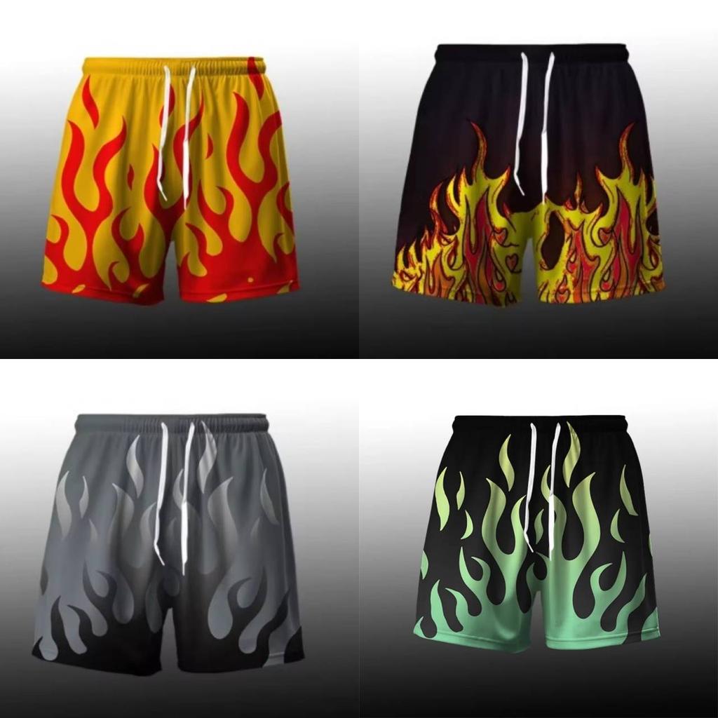 Fire Flame Boxing Muay Thai Kickboxing Shorts Pants 3D Print Fighting Training Unisex Men Women Quick Dry Fitness Gym Sport Workout Casual Streetwear