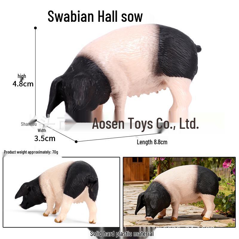 Children's Wildlife Model: Plastic Pig Figurines (Domestic Pig, Large White Pig, Vietnamese Pig, Babirusa, Wild Boar)