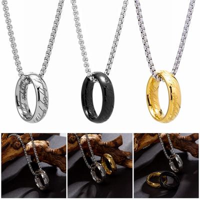 Collana con anello retrò da uomo, in titanio, con catena in acciaio per clavicola, girocollo unisex, accessorio da indossare tutti i giorni.