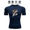 Mens White Compression Short Sleeve T-Shirt Anime Warrior With Sword Graphic Breathable Quick Dry High Elasticity Gym And Running Athletic Top
